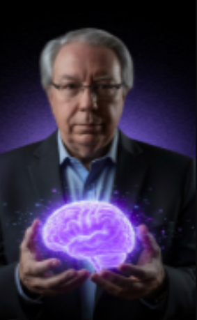 Hélio Couto com cérebro iluminado - Poder espiritual e quântico